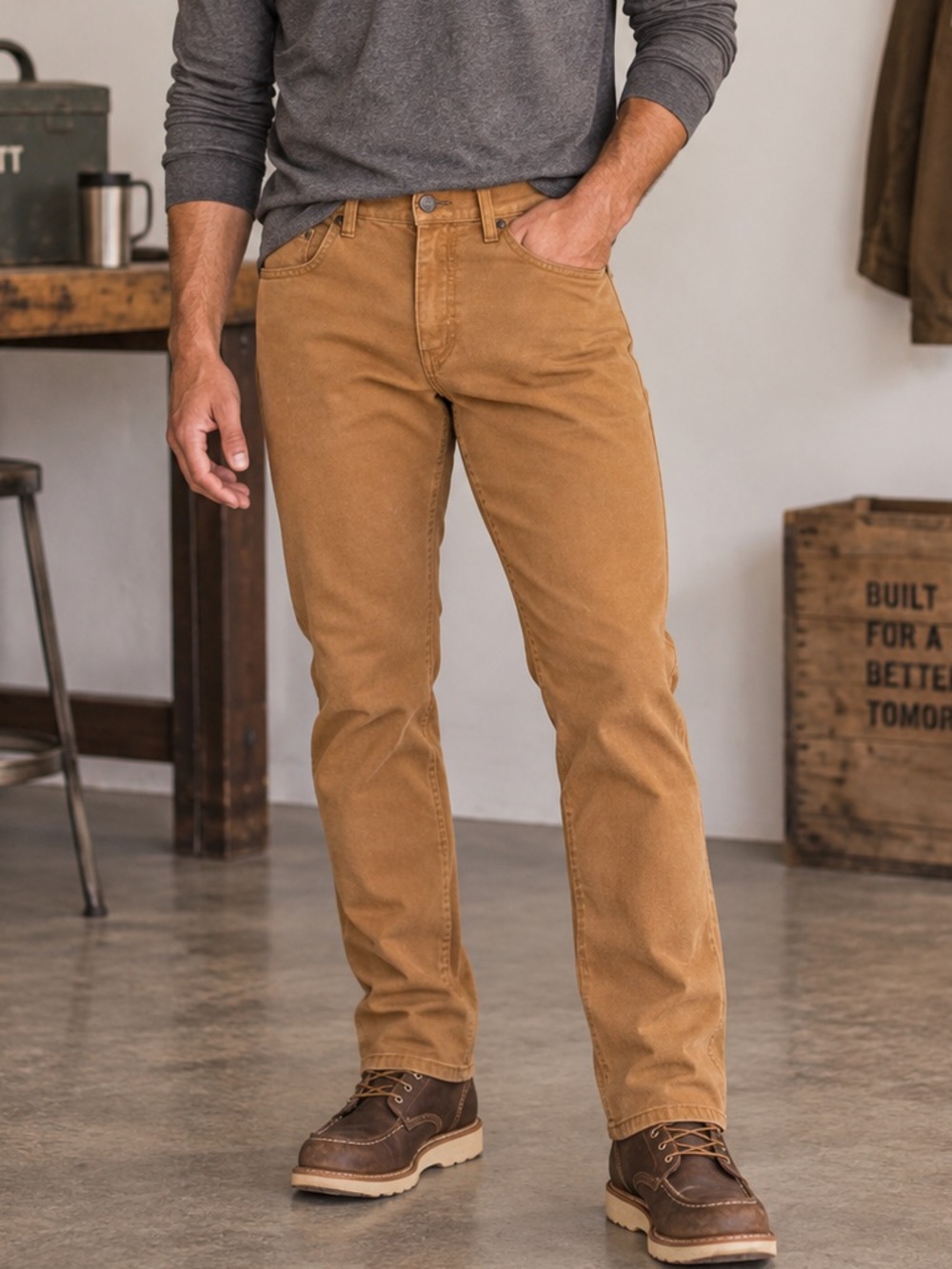 Carhartt Slim Fit Brown Duck Canvas Work Pants 33x34